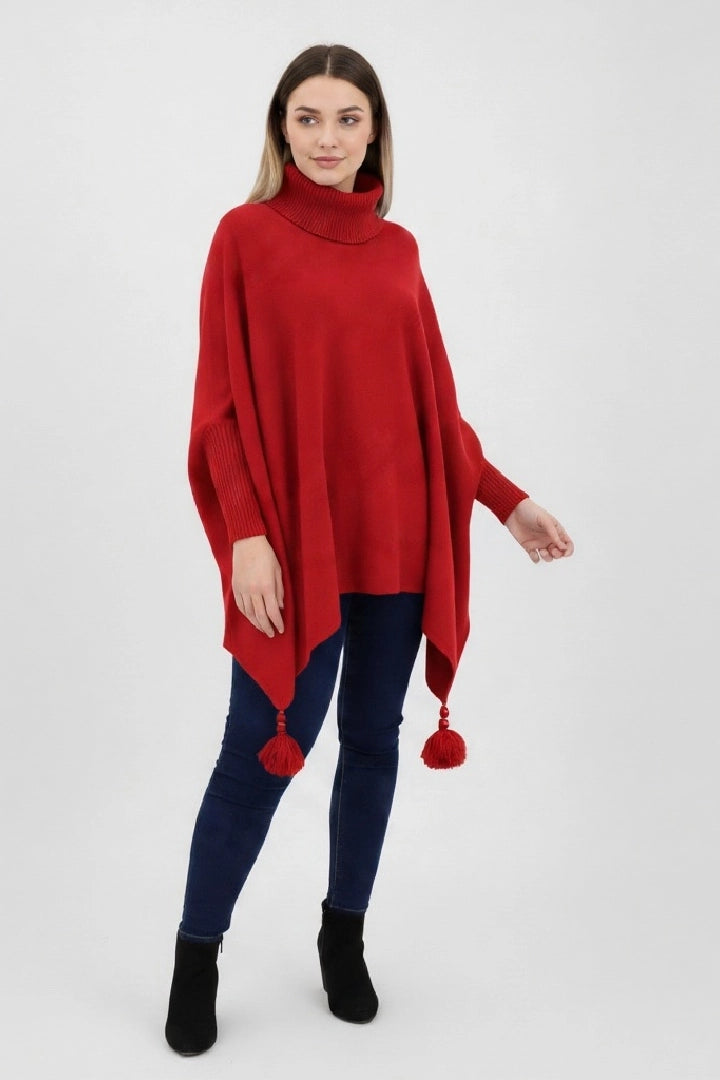 Lagenlook Cowl Neck Poncho Boxy Jumper