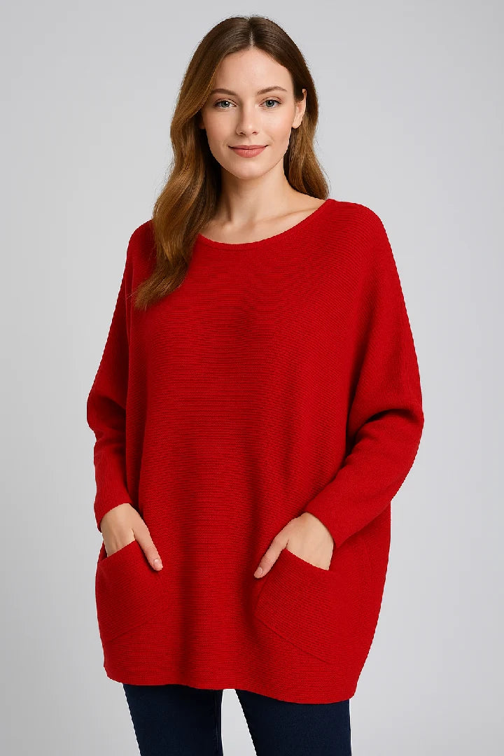 New Ladies Italian Weaved Plait Back Design Knitted Casual Comfy Jumper Top