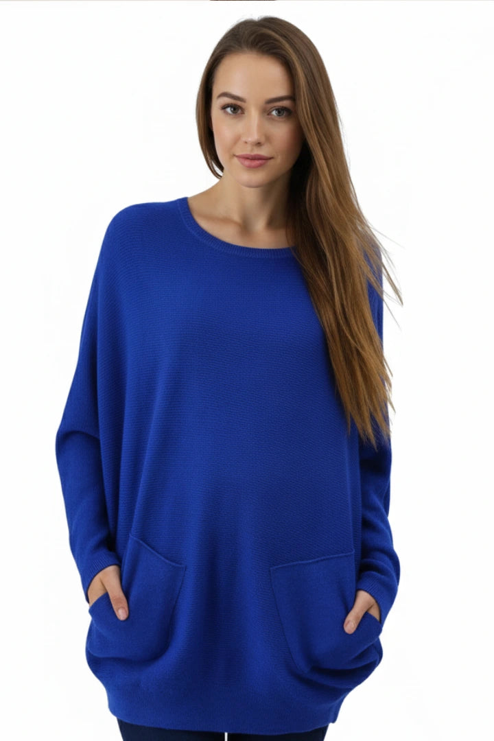 New Ladies Italian Weaved Plait Back Design Knitted Casual Comfy Jumper Top