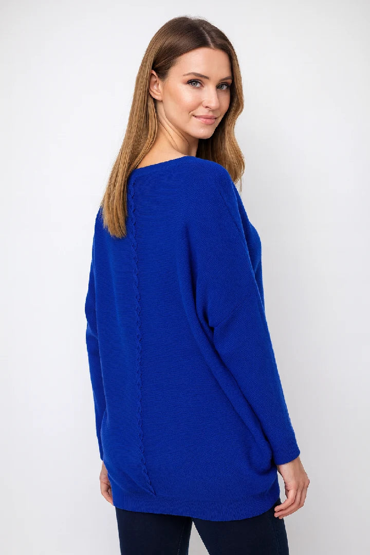 New Ladies Italian Weaved Plait Back Design Knitted Casual Comfy Jumper Top