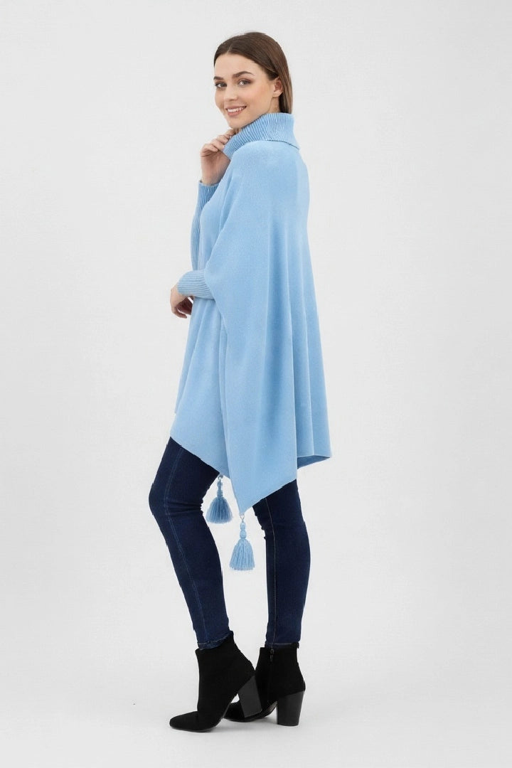 Lagenlook Cowl Neck Poncho Boxy Jumper