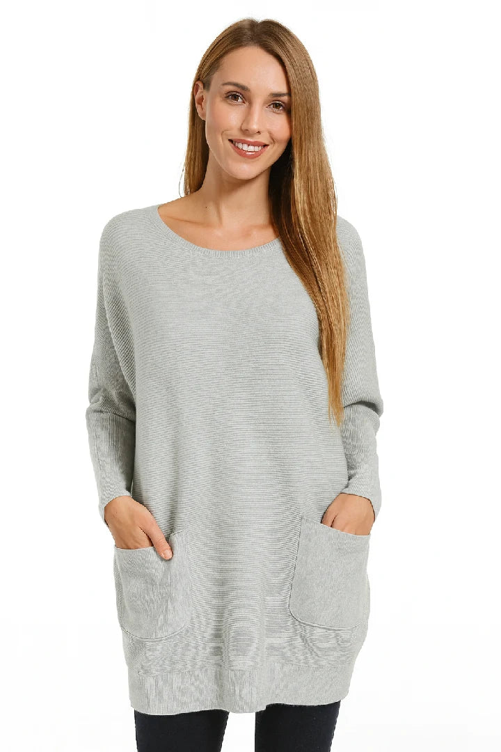 New Ladies Italian Weaved Plait Back Design Knitted Casual Comfy Jumper Top