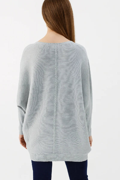 New Ladies Italian Weaved Plait Back Design Knitted Casual Comfy Jumper Top