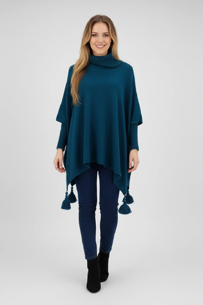 Lagenlook Cowl Neck Poncho Boxy Jumper