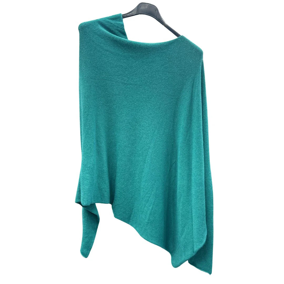 Italian Soft Knit Slant Long Sleeve Asymmetric Draped Jumper Top