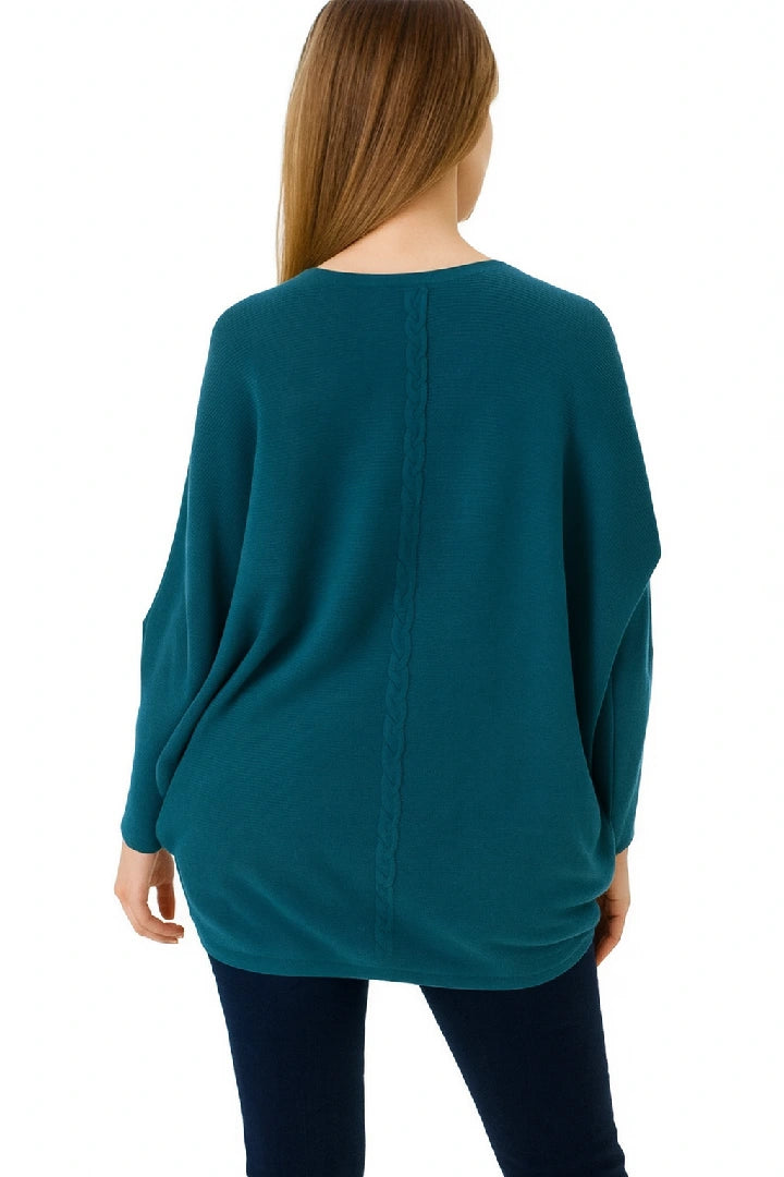 New Ladies Italian Weaved Plait Back Design Knitted Casual Comfy Jumper Top