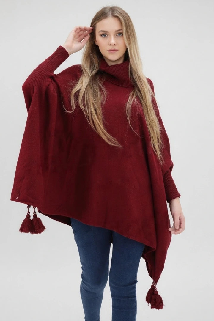 Lagenlook Cowl Neck Poncho Boxy Jumper