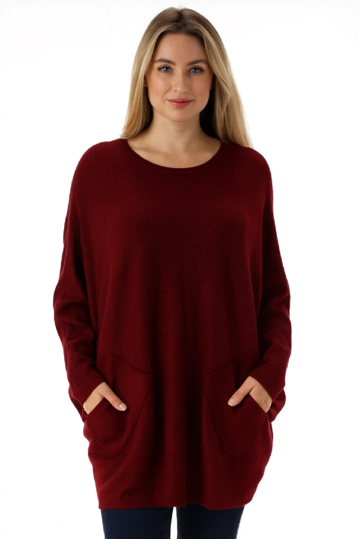 New Ladies Italian Weaved Plait Back Design Knitted Casual Comfy Jumper Top