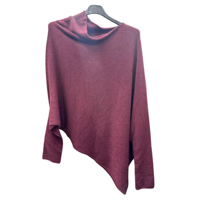 Italian Soft Knit Slant Long Sleeve Asymmetric Draped Jumper Top