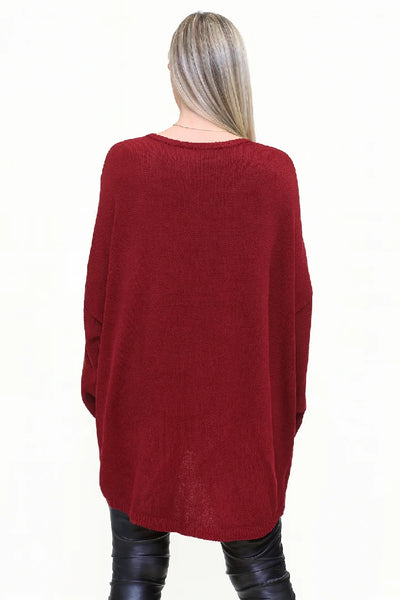 Ladies Oversized Heart Jumper Loose Fit Knit Winter Top Women Cardigan Sweater