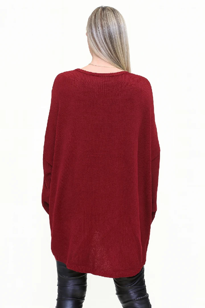 Italian Chunky Knit All Over Heart Print Jumper Top