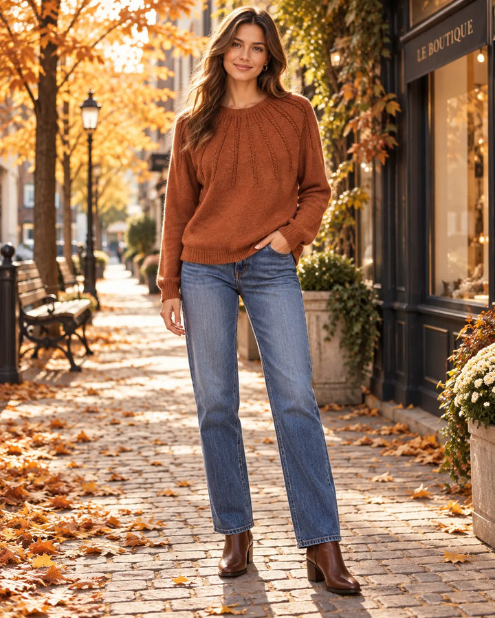 Cable Knit Soft Jumper Top – Ribbed Hem