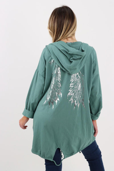 Ladies Made In Italy Foil Wing Print Back Cardigan