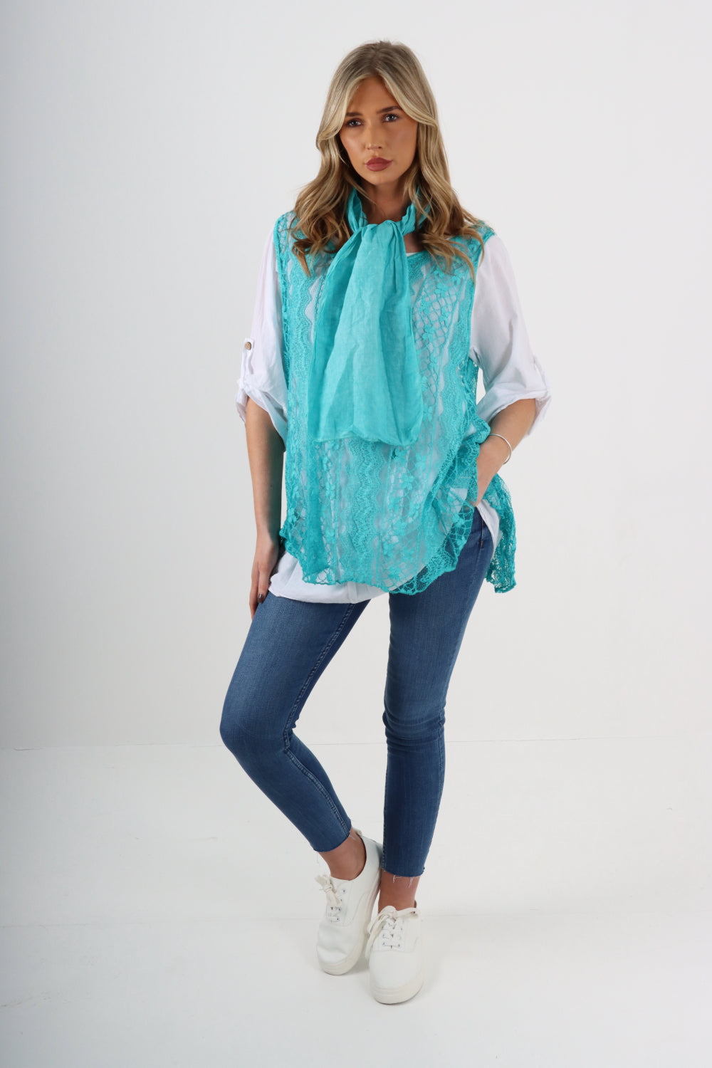 Made In Italy Layer Cotton Scarf Ladies Top
