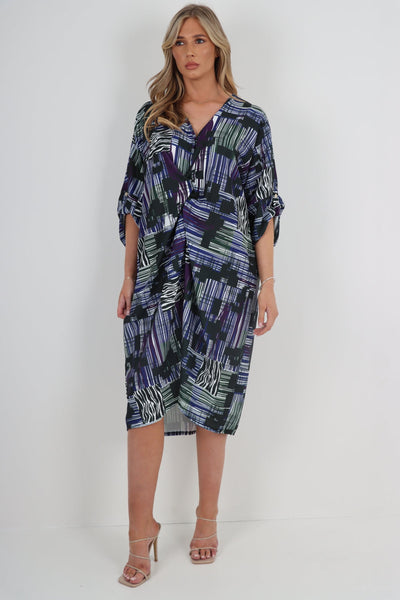 Made In Italy Knot Front Tunic Midi Dress
