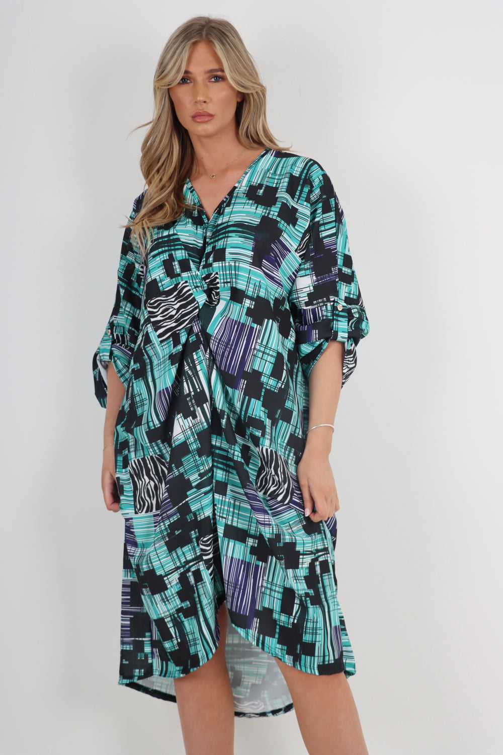 Made In Italy Knot Front Tunic Midi Dress