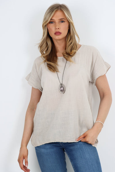 Cotton Tops with Necklace