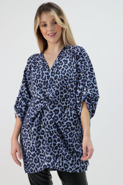 Made In Italy Leopard Print Twisted Top