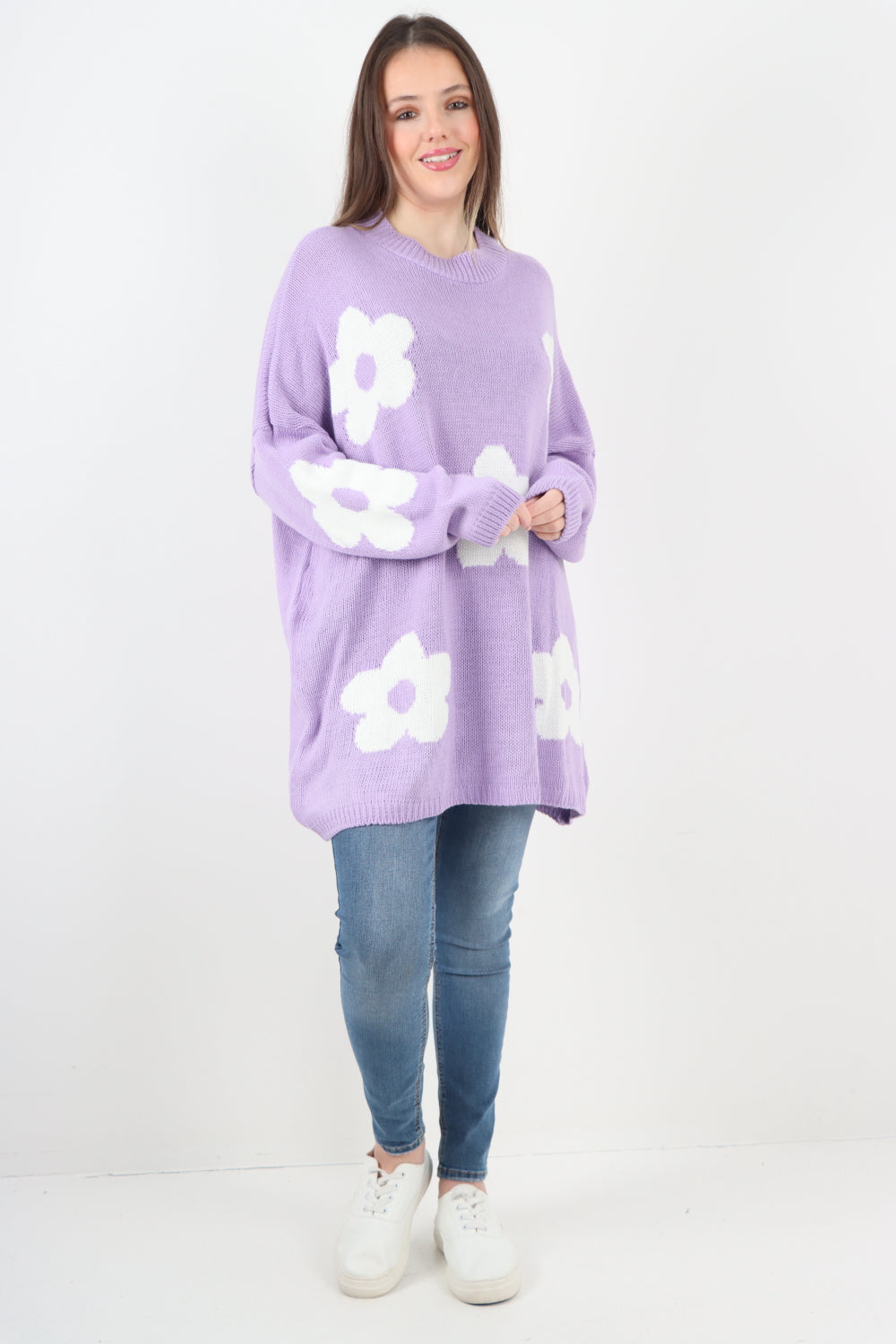 Ditsy Floral Oversized Knitted Jumper Top