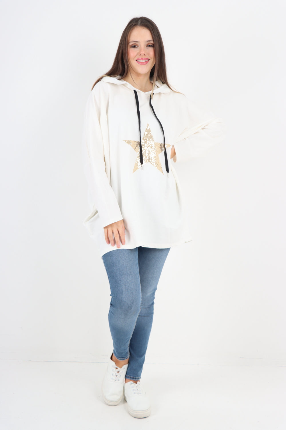 Oversized Sequence Star Hoodie Top