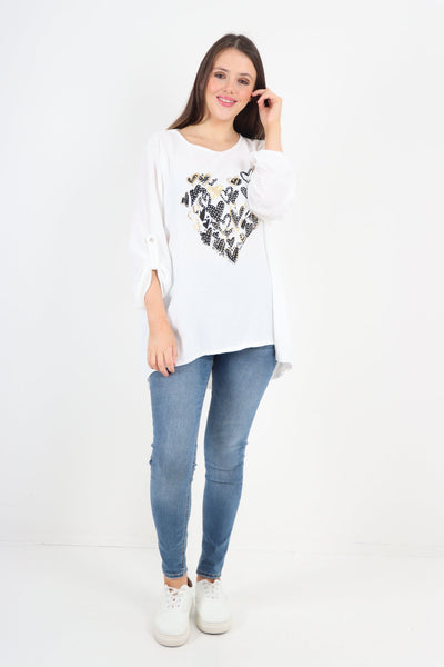 Sequence Multi Heart Print Tunic Top