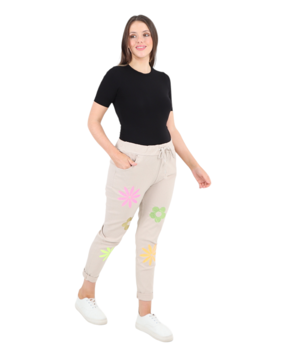 Ditsy Floral Pattern Magic Pant Trouser - Lashra Fashion
