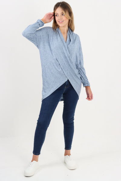 Made In Italy Plain Wrap Soft Knit Top