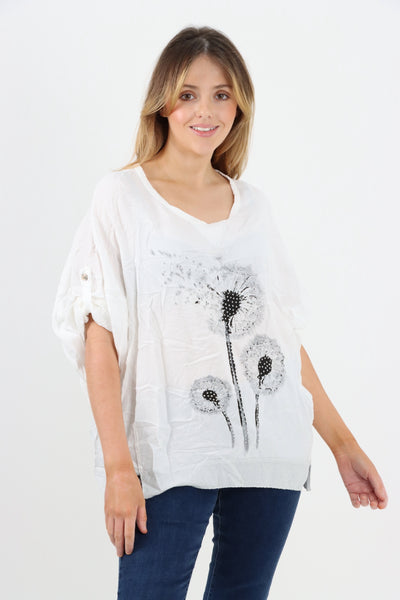 Made In Italy Dandelion Print Top