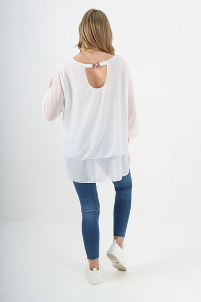 Made In Italy Tiered Hem Blouse Top
