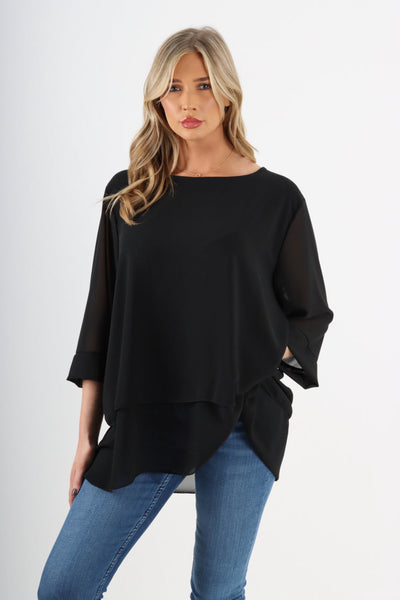 Made In Italy Tiered Hem Blouse Top