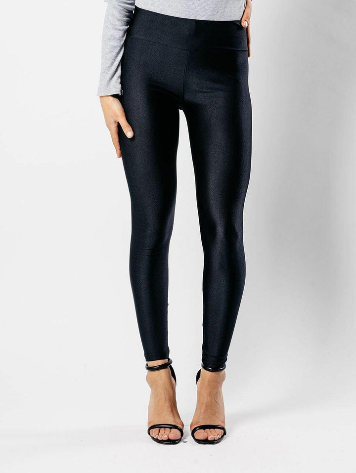 Black Shiny Disco Leggings - Lashra Fashion