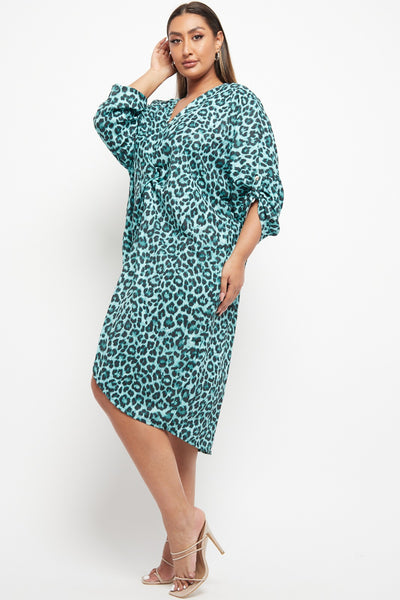 Made In Italy Twist Front Leopard Print Dress