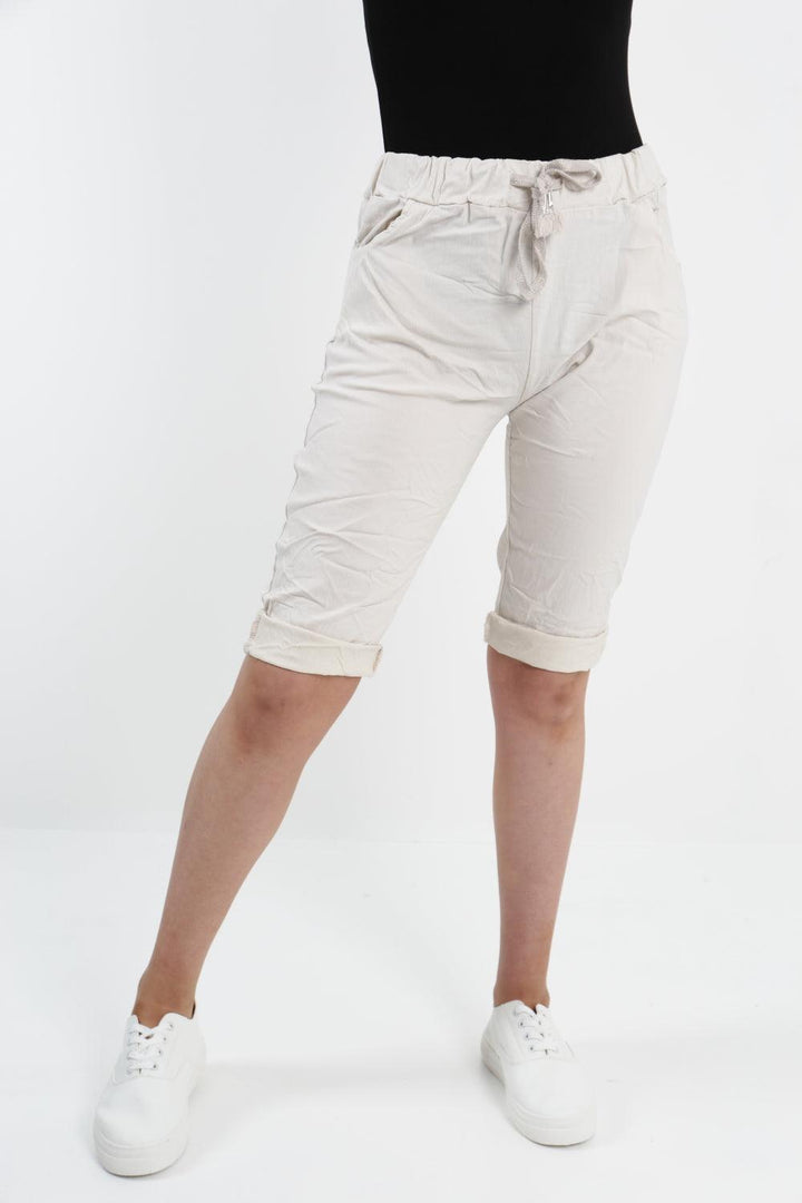 Made In Italy Plain Magic Shorts - Lashra Fashion