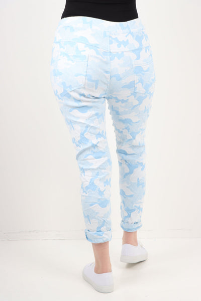 Magic Stretched Tie Pockets Printed Trousers