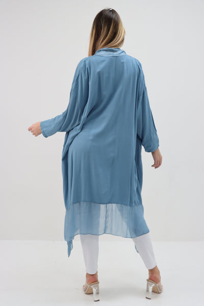 Made In Italy Silk Wrap Plain Dress