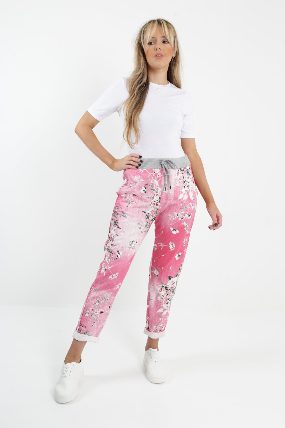 Made In Italy Leaf Floral Print Joggers