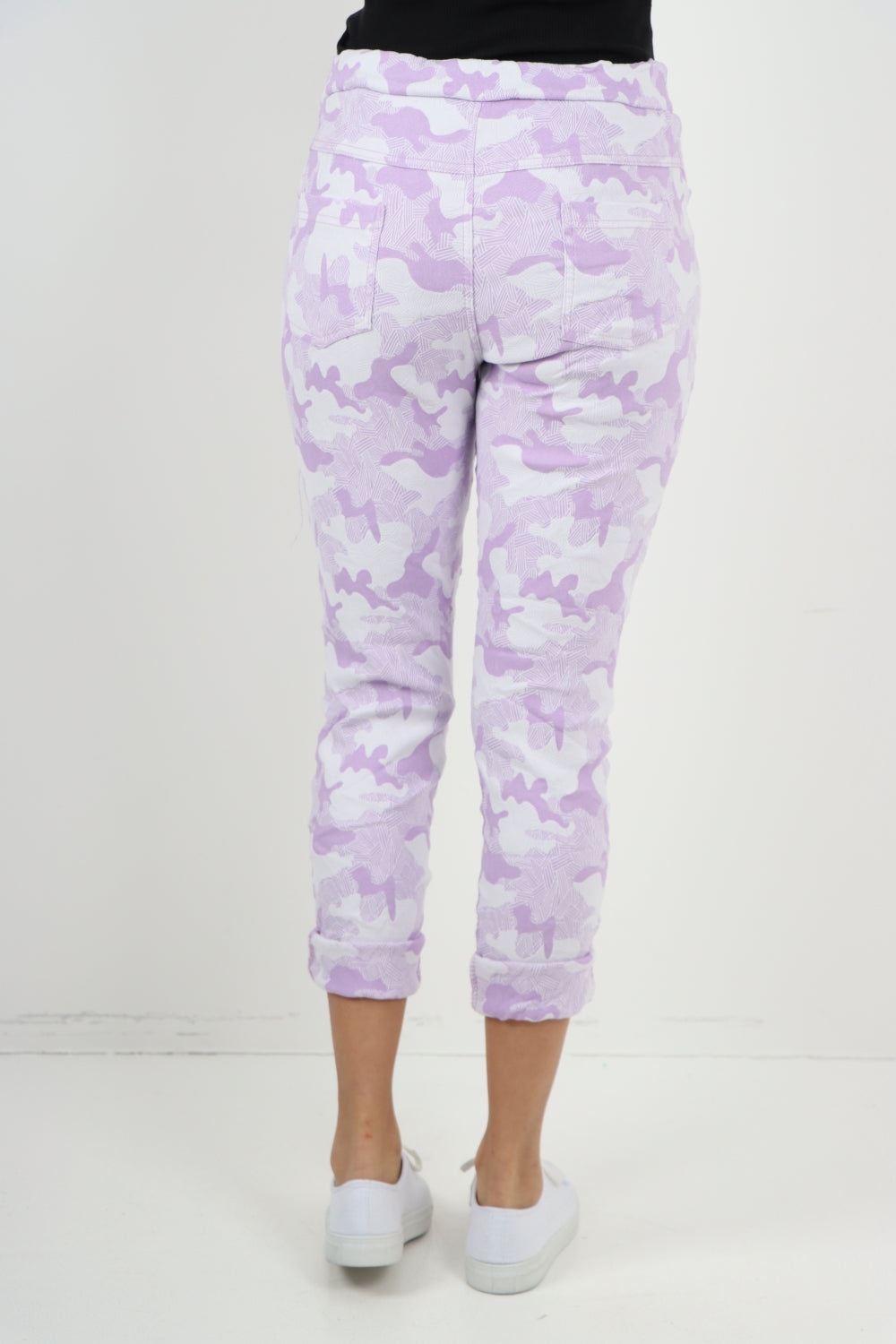 Magic Stretched Tie Pockets Printed Trousers