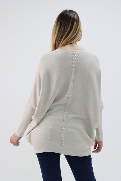 Womens Plaited Back Ladies Knitted Jumper Top