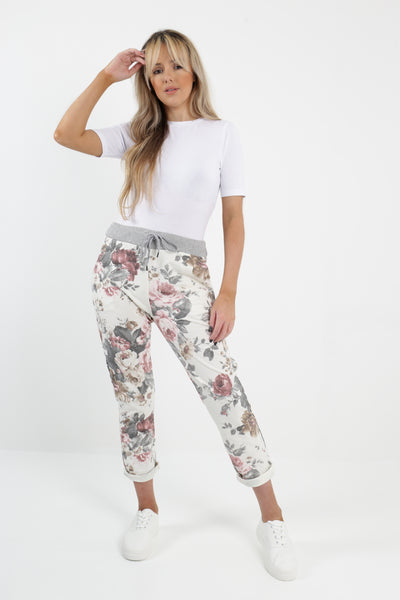 Made In Italy Big Floral Printed Joggers
